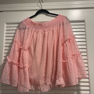 Off the Shoulder Sheer Pink Top